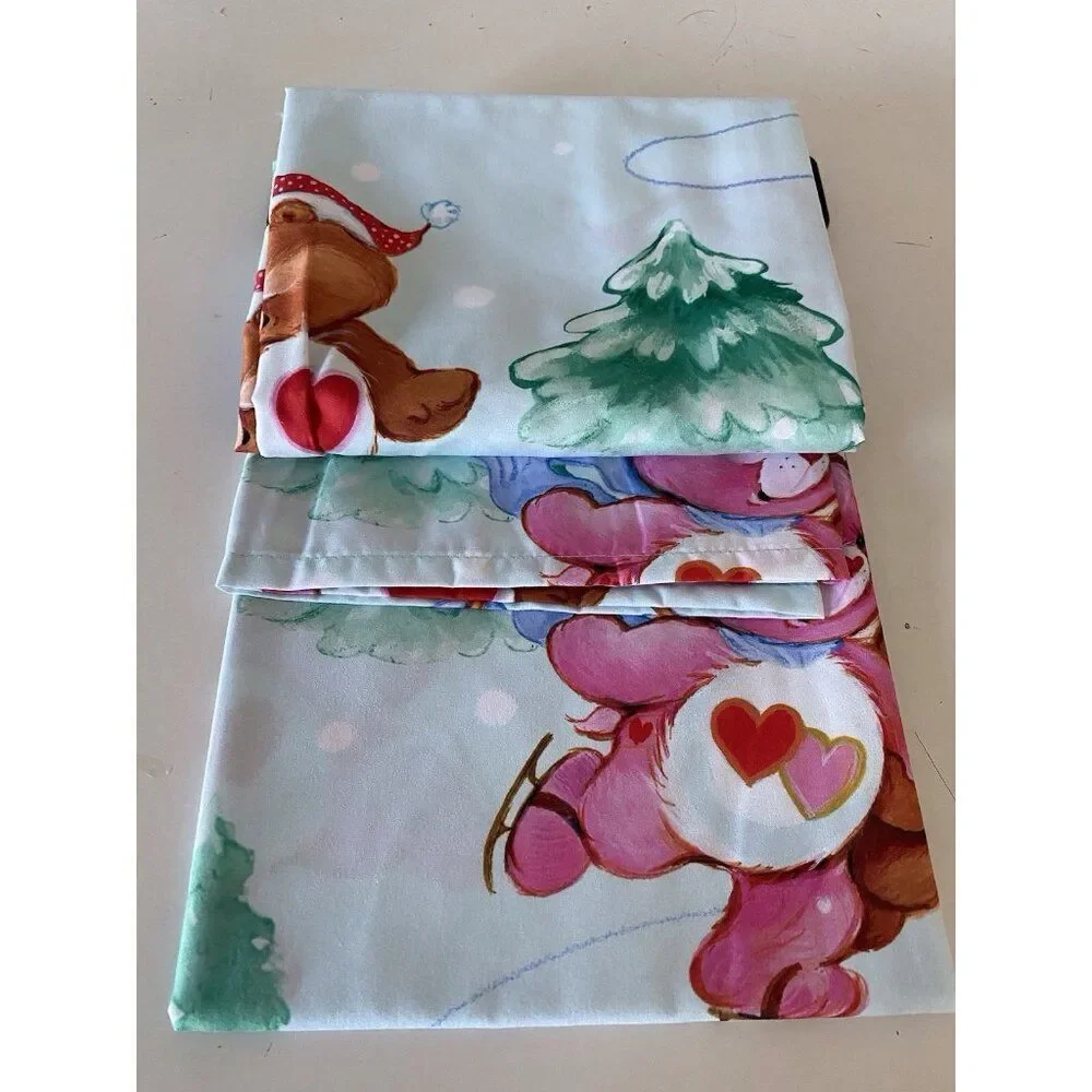 Care Bears Christmas Holiday Fabric Shower Curtain 70 X 72” Ice Skating Snow NEW